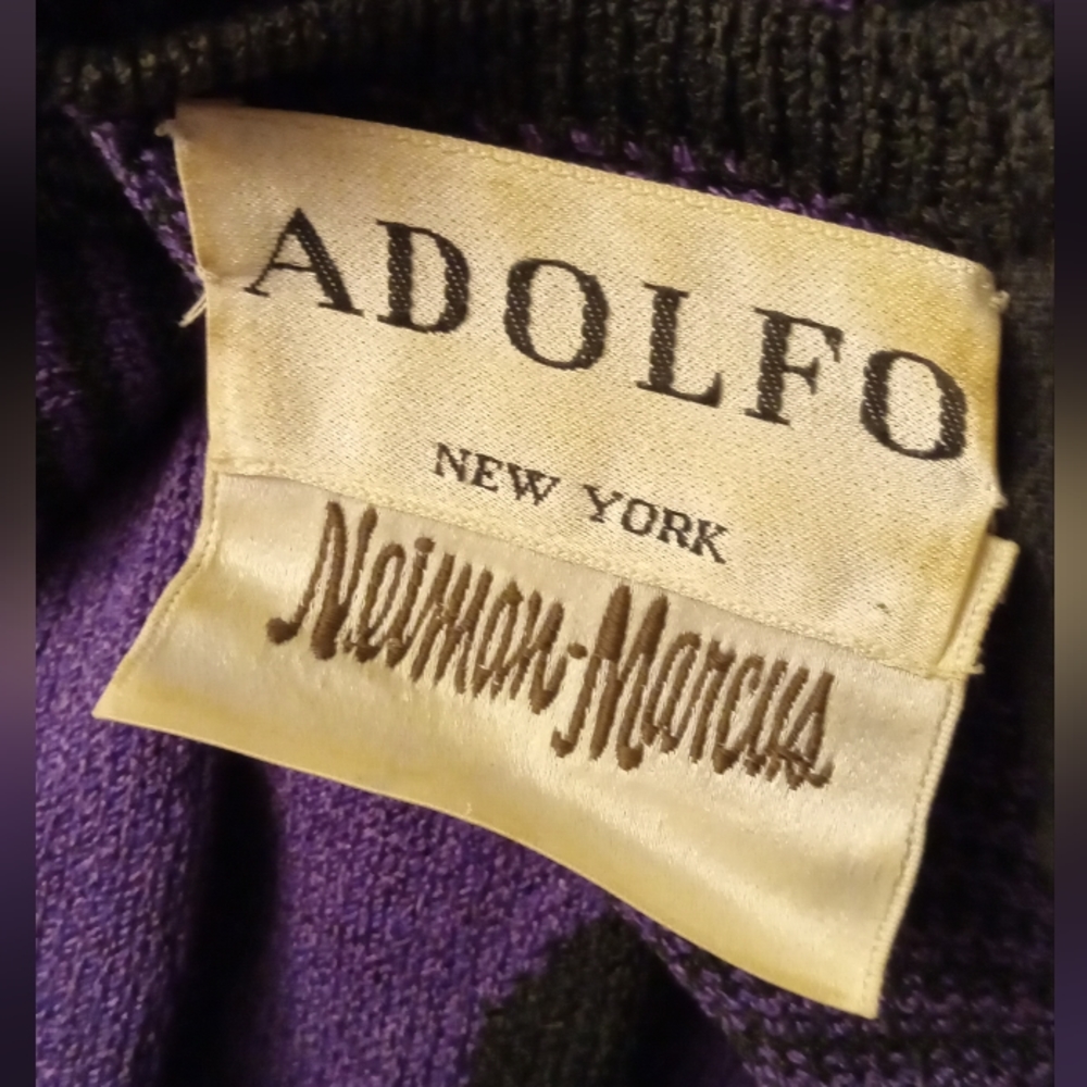 Purple and Black Vintage Sweater Dress by Adolfo New York for Neiman Marcus - Picture 5 of 7